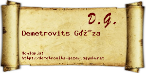 Demetrovits Géza névjegykártya