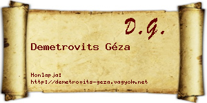 Demetrovits Géza névjegykártya